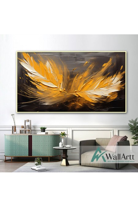 Orange Feather 3D Heavy Textured Partial Oil Painting